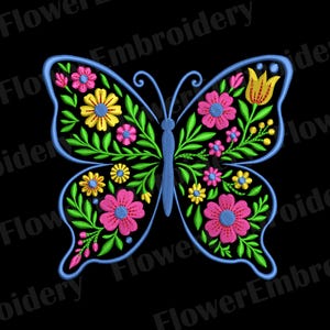 Otomi Butterfly Embroidery Design: Mexican Floral Machine Embroidery (Digital Download)