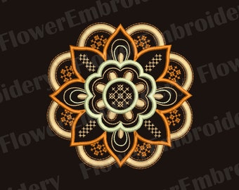 Floral mandala embroidery design Mandala machine embroidery design Machine embroidery folk art Flower machine embroidery design