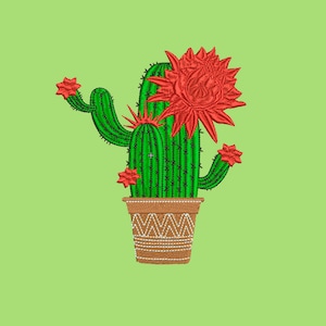 Disegno ricamo cactus Disegni ricamo macchina cactus Ricamo macchina fiore tropicale Modello ricamo macchina messicano 4 misure