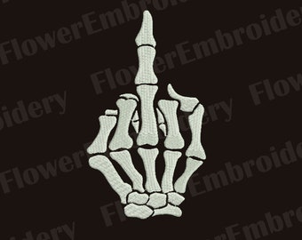 Skeleton Hand Embroidery Design: Funny Finger Art (Digital Download)