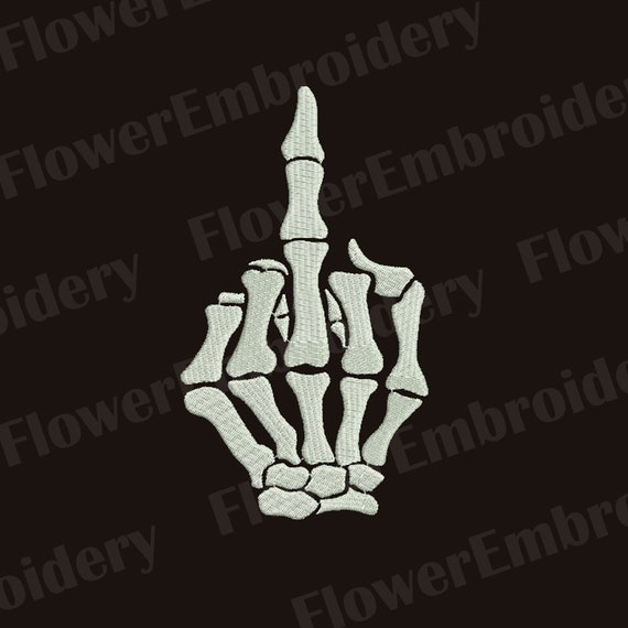 Skeleton Hand Embroidery Design: Funny Finger Art (Digital Download)