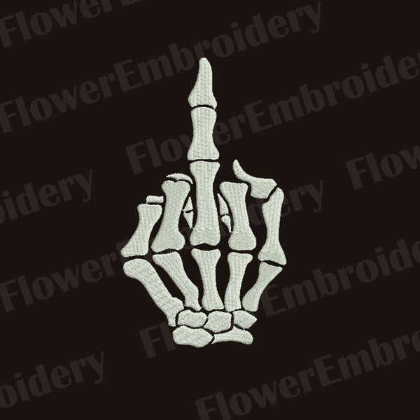 Fuck Finger embroidery design Skeleton hand embroidery design  Day of the dead embroidery Finger embroidery Bones of human body