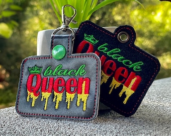 ITH Black Queen machine embroidery Black history embroidery ITH embroidery file Keychain embroidery Black lives matter Black woman are dope