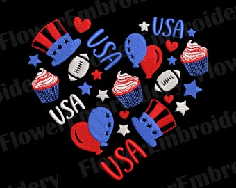 Broderie du 4 juillet Motif de broderie machine patriotique Feux d'artifice Motif du 4 juillet Motifs de broderie des États-Unis Broderie du jour de l'indépendance