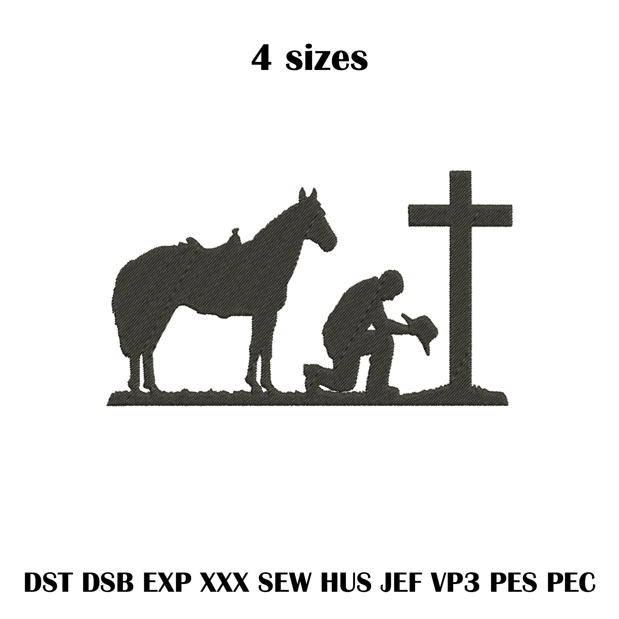 Cowboy with Horse Kneeling Praying at Memorial Cross Etsy