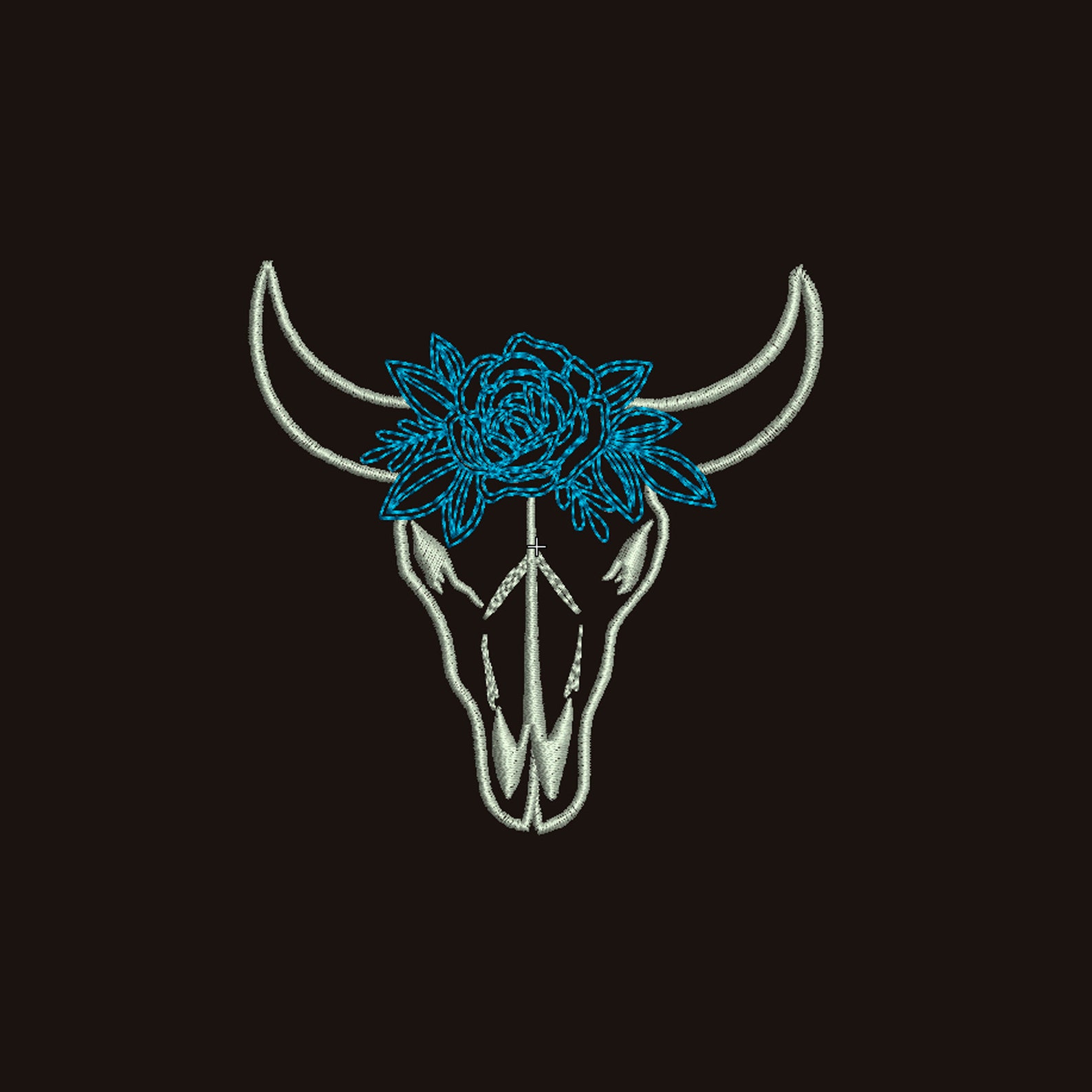 Cow skull with flowers embroidery achine embroidery designs  etsy Cow skull with flowers embroidery achine embroidery designs  etsy