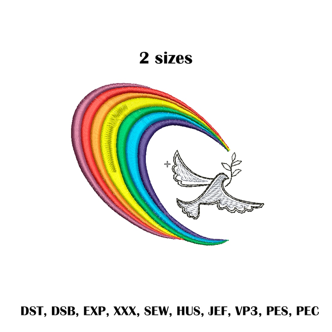 Doves of Peace and Rainbow Machine Embroidery Design Rainbow Machine ...