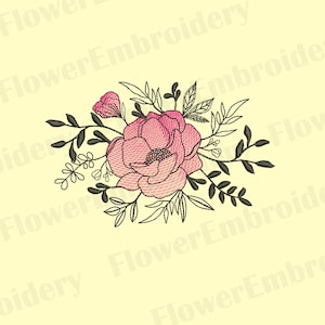 Flower embroidery design Wildflower embroidery design Machine embroidery design flora Botanical machine embroidery design Plant embroidery