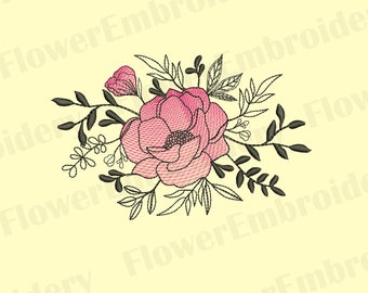 Flower embroidery design Wildflower embroidery design Machine embroidery design flora Botanical machine embroidery design Plant embroidery