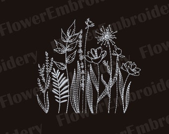 Wildflower machine embroidery Machine embroidery design grass wildflower Мachine embroidery designs Dandelion design Embroidery garden