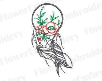 Dream catcher machine embroidery design Boho style dreamcatcher Willow hoop design Dreamcatcher embroidery Embroidery flower program dst