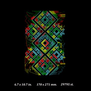 機械刺繍テキスタイルアート 即時ダウンロード フォークアート刺繍デザイン 衣類テキスタイルデザイン 幾何学模様dst 刺繍プログラム