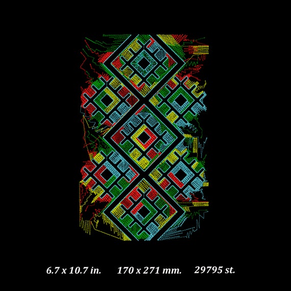 Machine embroidery textile art Instant Download Folk art embroidery design Clothing textile designs Geometric pattern dst Embroidery program