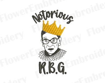 Diseño de bordado de la famosa mujer desagradable de RBG