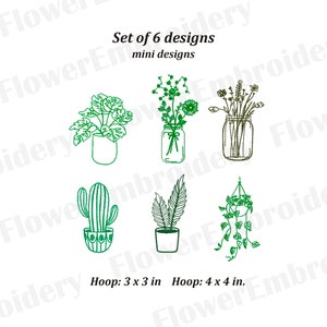Wildflower machine embroidery design Plant embroidery design Houseplant embroidery designs Embroidery design flowers grass Hoop: 3x3 4x4