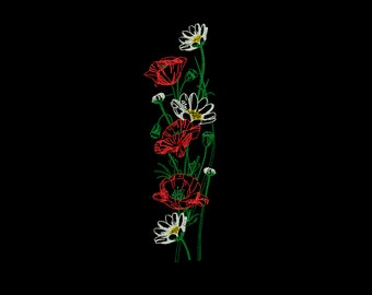 Flower daisies embroidery Machine embroidery design Wildflowers embroidery set Мachine embroidery designs Instant Download