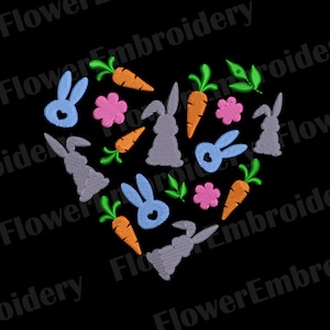 Happy Easter Bunny Embroidery Design: Wildflower Spring Decor (Digital File)