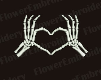 Skeleton peace hand Halloween skeleton Skeleton hand embroidery design  Day of the dead embroidery  Finger embroidery Bones of human body