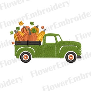 Pumpkin Truck machine embroidery design Hello pumpkin machine embroidery design Welcome fall design Farm fresh pumpkins Retro pickup truck