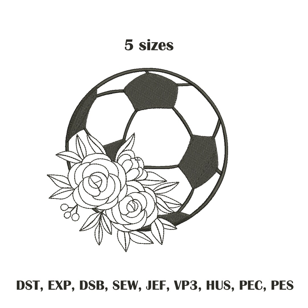 Soccer Ball in Flowers Embroidery Sport Embroidery Design Soccer Ball ...