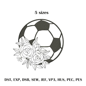 Fußball in Blumen Stickerei Sport Stickerei Design Fußball Ball Stickdatei Sport Stickerei Mädchen Baseball Blumen Baseball