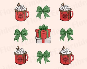 Coquette Christmas machine embroidery Vintage Christmas design Merry Christmas embroidery Holiday Coquette Bright Color Christmas design
