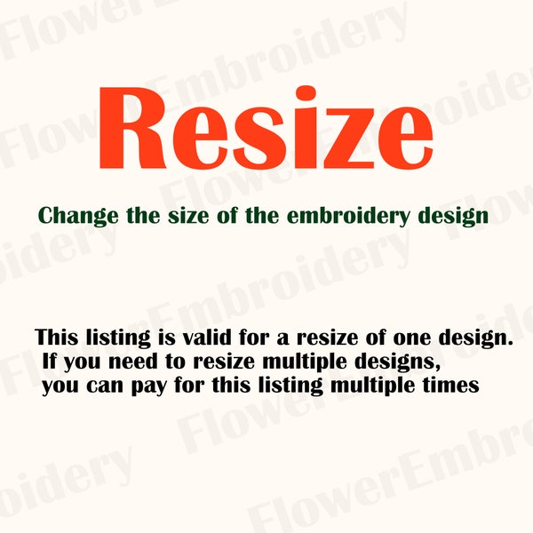 Resize embroidery design Additional Size of Existing Design Resizing Listing