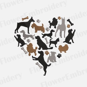 I love dog machine embroidery design Dog mom embroidery Dog Breed design Dog Silhouette Dog paw embroidery Pes embroidery designs paw