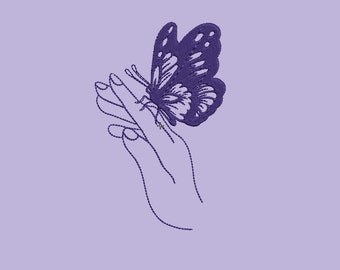 Butterfly on Hand Embroidery Design: One Line Art (Digital Download)