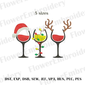 Wine Christmas embroidery design PES 4x4 christmas files  Christmas embroidery pes designs Embroidery designs pes 4x4