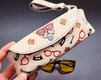Dog Embroidery Glasses Case ITH - Mini Bag, Pencil Case (Digital Download)