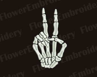 Skeleton peace hand Skeleton peace signSkeleton hand embroidery design  Day of the dead embroidery  Finger embroidery Bones of human body