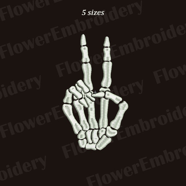 Skeleton peace hand Skeleton peace signSkeleton hand embroidery design  Day of the dead embroidery  Finger embroidery Bones of human body