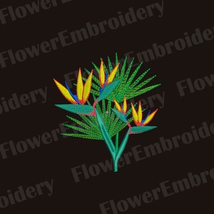 Broderie exotique Broderie de plantes exotiques Motif de broderie Hawaï Motif de feuilles tropicales Motif de broderie jungle Broderie de fleurs pes