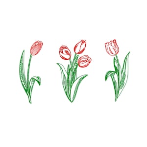 Pink Tulip embroidery Simple flower embroidery machine Digital embroidery designs flower Bloom embroidery DST Tulip bouquet embroidery image 5