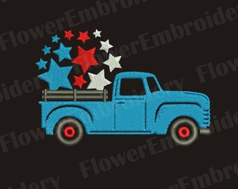 Patriotic Truck Embroidery Design: USA Flag Stars (Digital File)
