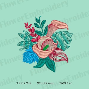 Tropical flower machine embroidery design Hibiscus embroidery design Hawaiian flower embroidery Embroidery flowers pes Flower embroidery
