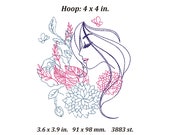 Flower girl design Girl with flowers embroidery Digital embroidery designs flower Embroidery designs flowers Embroidery designs pes 4x4 PES