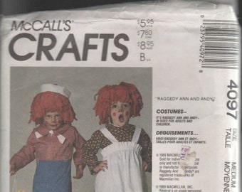McCall's Crafts Pattern 4097 Raggedy Ann and Andy  Child and Adult Medium and Tall