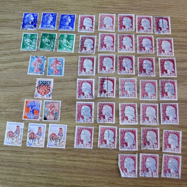 Republique Francaise 47 Perforation 5-10-& 25 Cent Stamps-Canceled