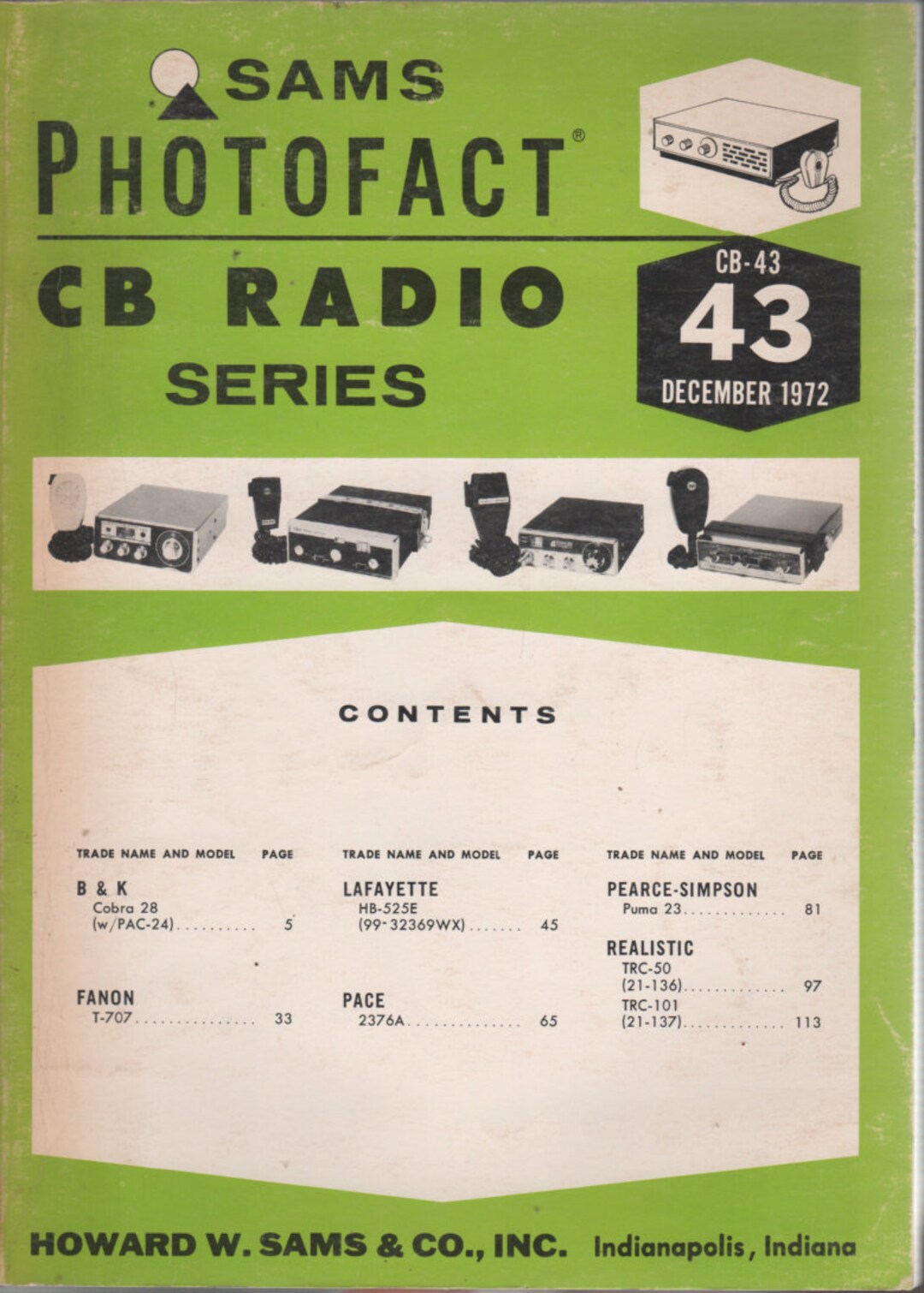 Sams Photofact CB Radio Series CB 43 December 1972 Six Radios Etsy