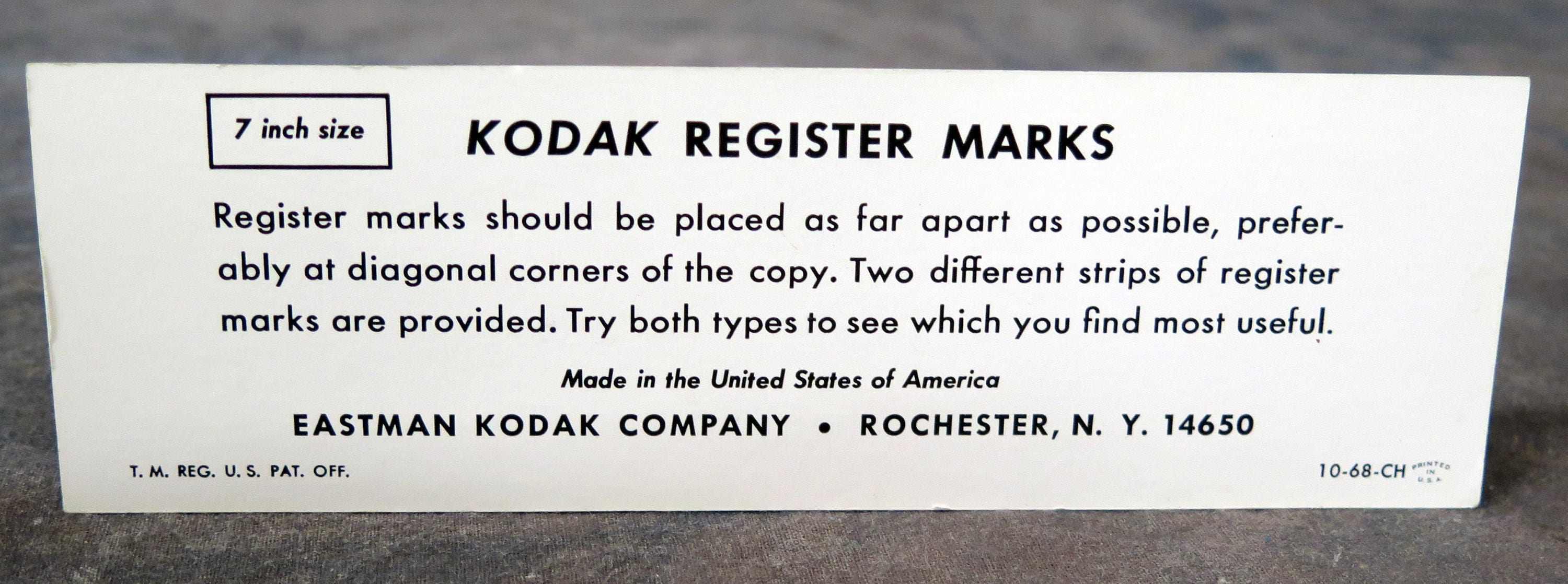 Kodak Register Marks Shooting & Darkroom Critical Focus and Etsy