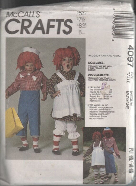 McCall's Crafts Pattern 4097 Raggedy Ann and Andy Ch… - Gem