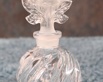 Global Art Flower Rose Clear Carved Perfume Bottle