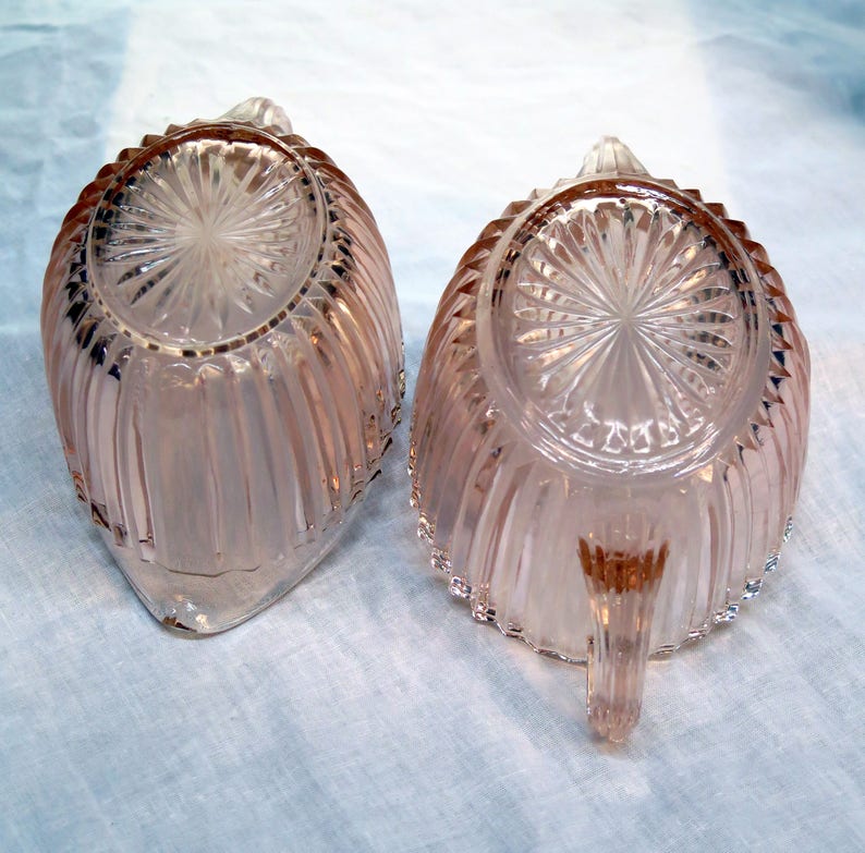 Pink Depression Glass Sugar and Creamer Etsy