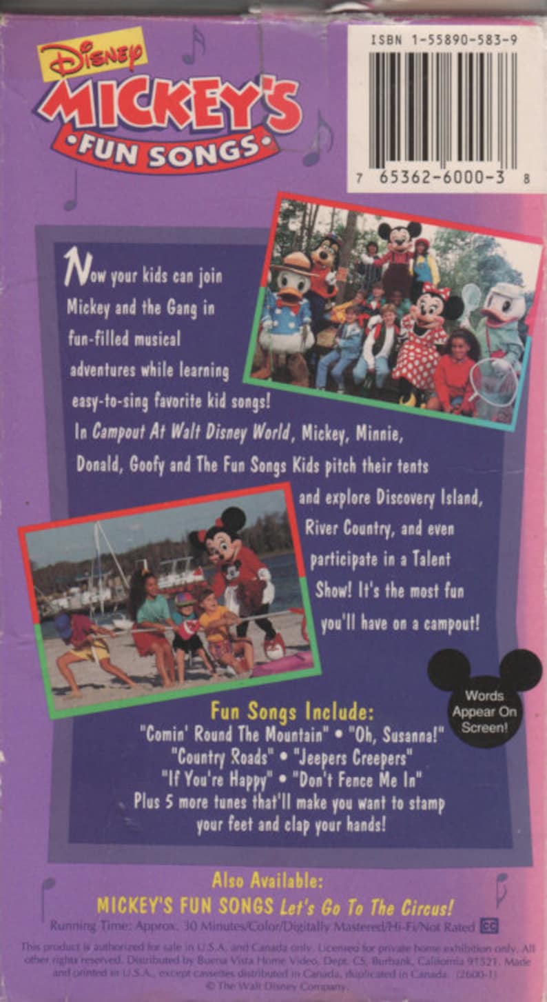 Mickey's Fun Song Disney Campout at Walt Disney World Early Tape Used image 2