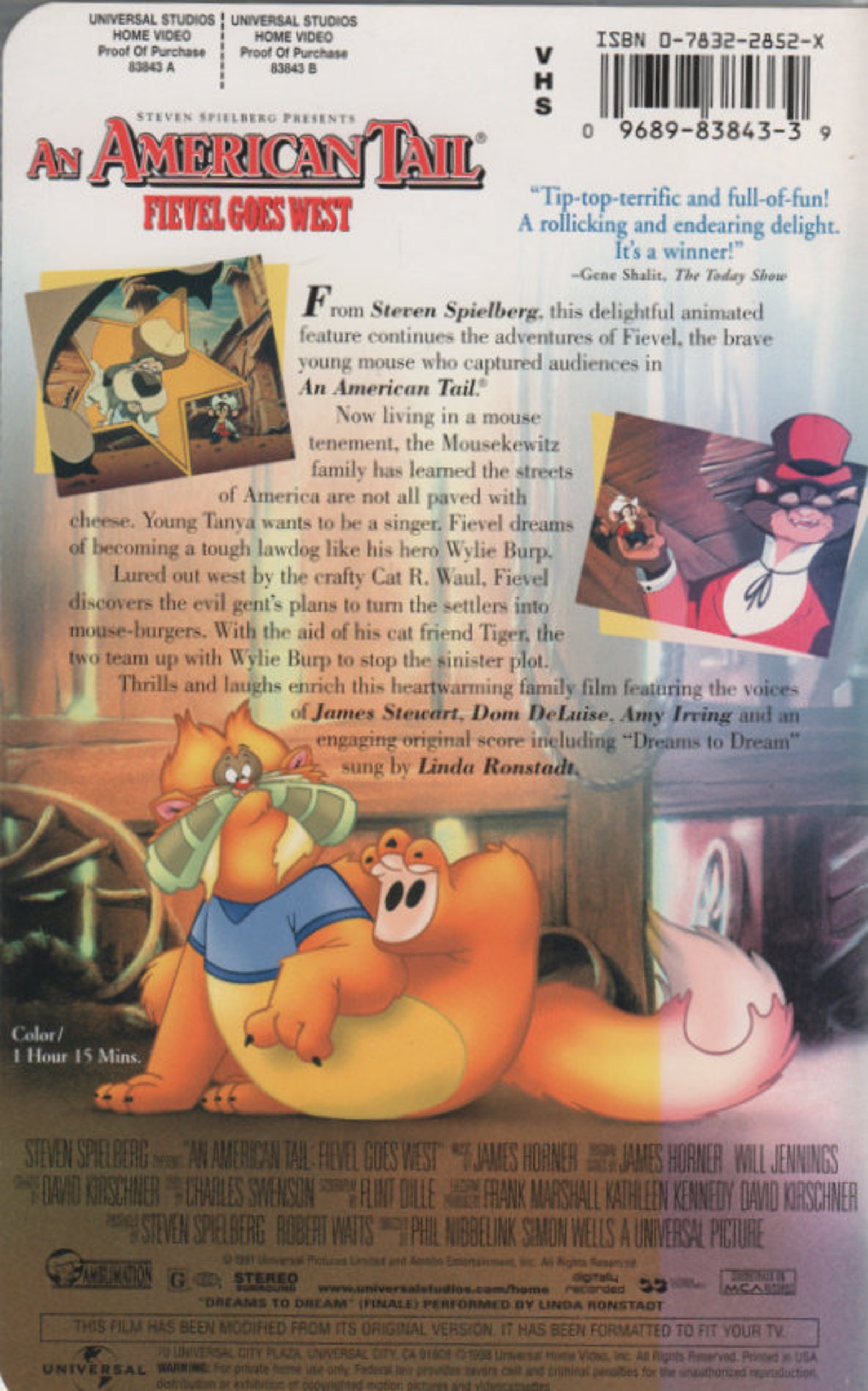 An American Tail Fievel Goes West 1998 Vhs An American Tail Fievel Goes West 1998 VHS Steven Spielberg G One Hour