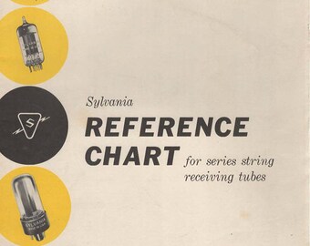 Sylvania Reference Chart for String Receiving Tubes Form HP BL 396 Chart from the 1950's