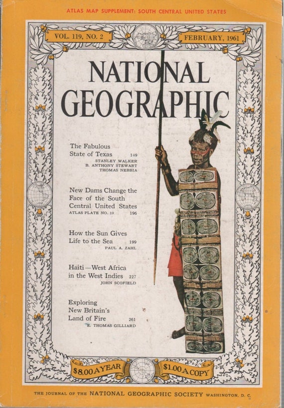 1961 National Geographic Map of South Central United States