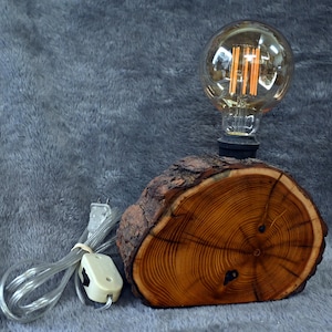 Lampada da tavolo, lampada a legna rustica in legno naturale